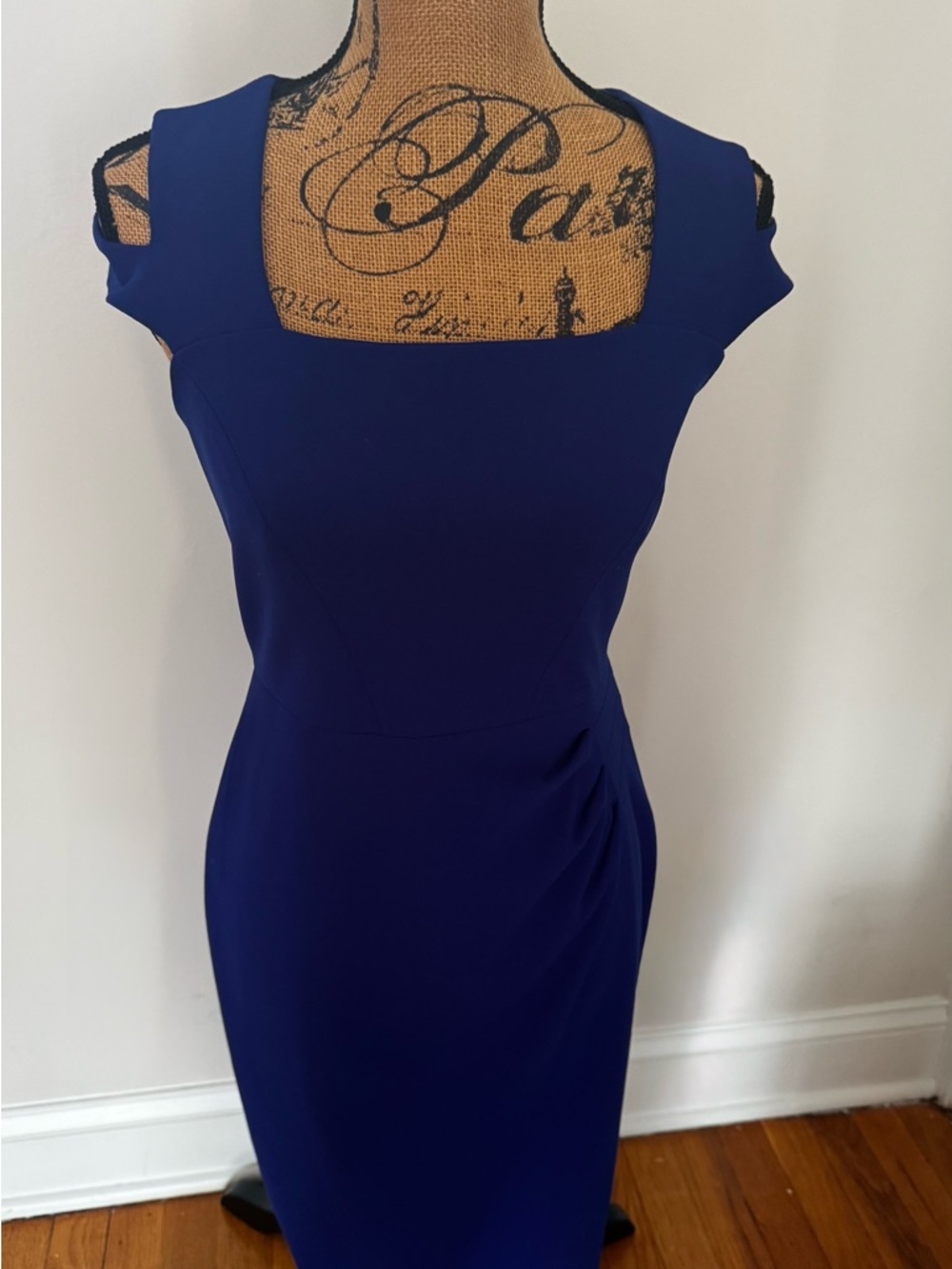 Calvin Klein Royal Blue Square-Neck Midi Sheath Dress